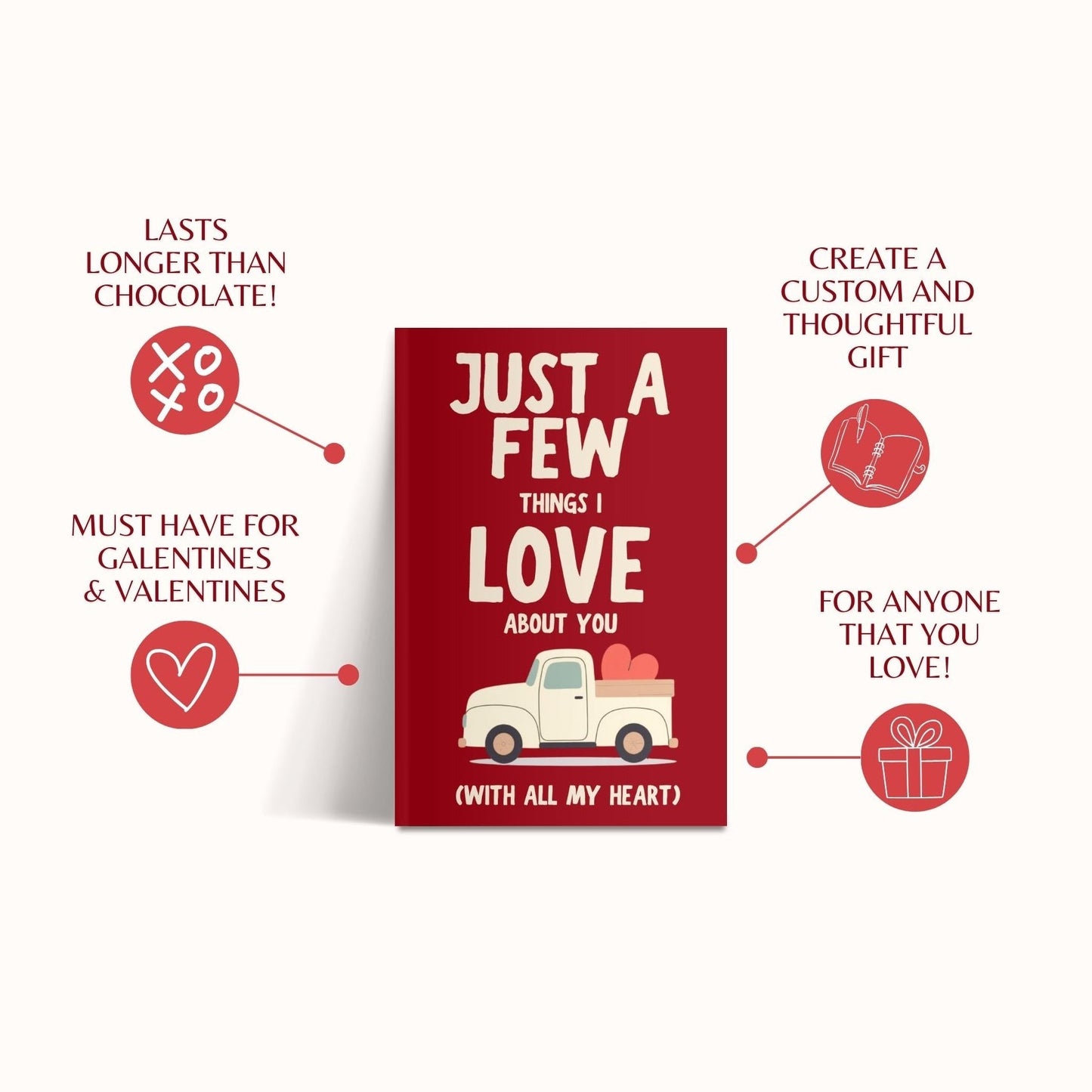 Just A Few Things I Love About You (With All My Heart): Personalized Fill-in-the-Blank Gift Book for Best Friends, Family and Kids