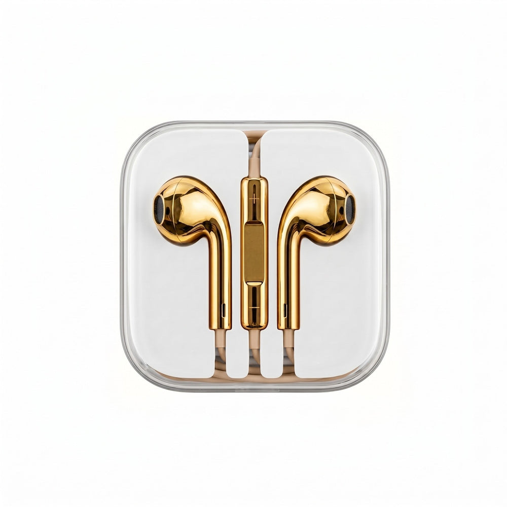 Gold chrome wired earbuds