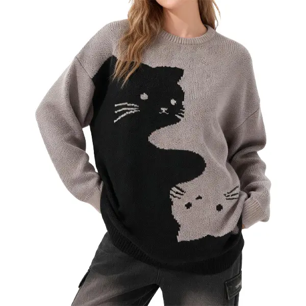 Cat Print Pullover