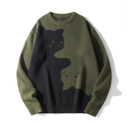 Cat Print Pullover