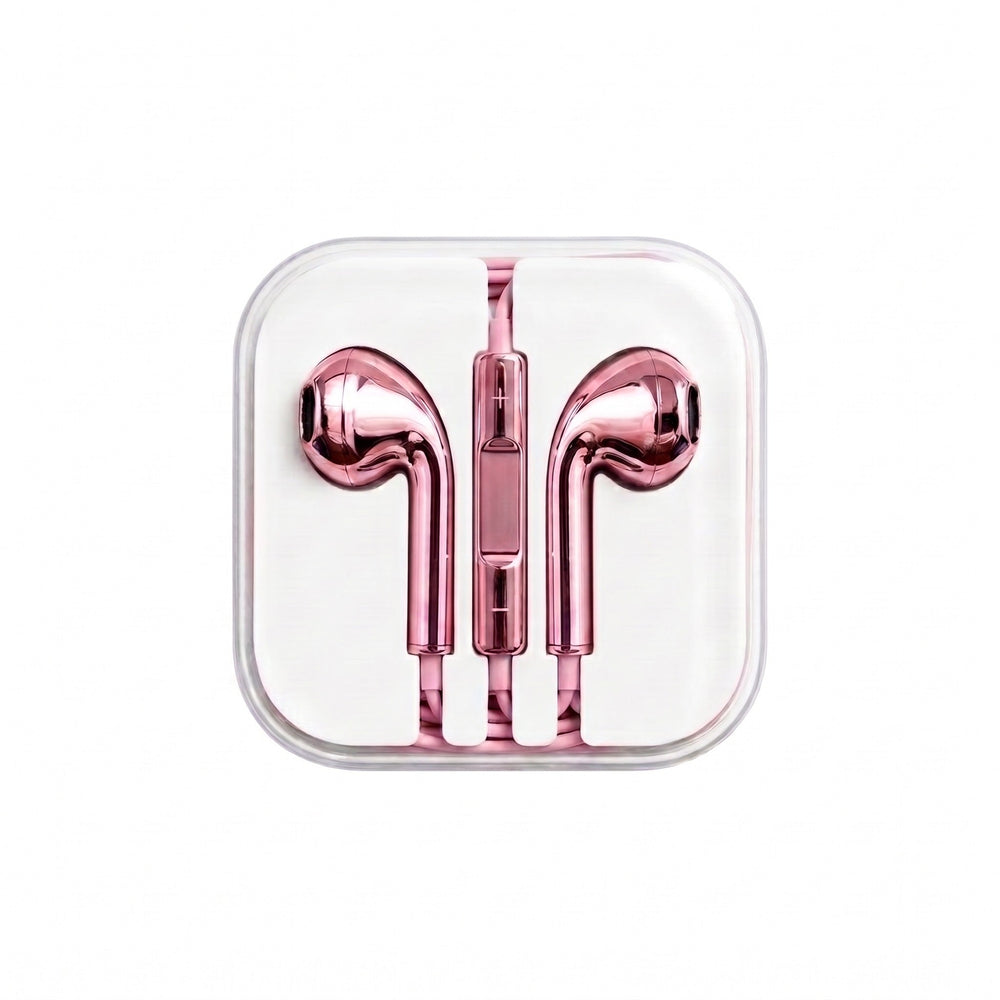 Pink chrome wired earbuds
